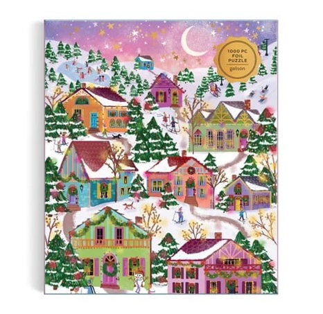 Galison Fóliové puzzle Joy Laforme Zasněžená vesnice 1000 dílků