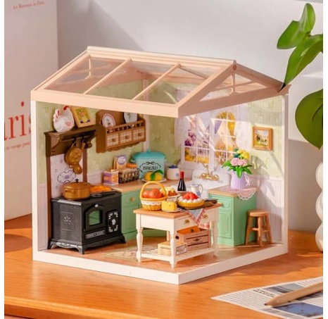 RoboTime 3D dřevěná skládačka Miniatura domečku Farmářská kuchyně