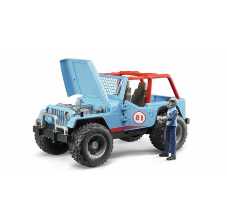 Bruder 2541 Závodní Jeep Cross modrý se závodníkem