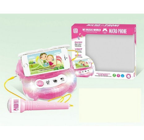 Mikrofon karaoke růžový plast na baterie