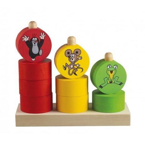 Veselé pyramidy Krtek skládačka dřevo v plastovém sáčku