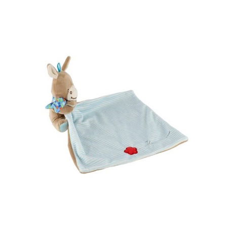 Osel usínáček plyš modrý na kartě v sáčku