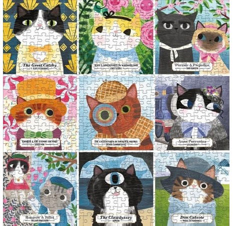 Mudpuppy Puzzle Bookish Cats 500 dílků