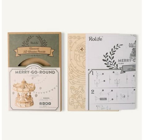 RoboTime dřevěné 3D puzzle Veselý kolotoč