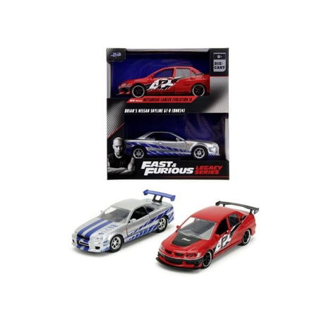 Fast and Furious Twin Pack 2006 Mitsubishi Lancer Evo IX + Brian's 2002 Nissan Skyline GTR R34