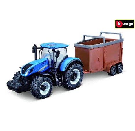 Bburago 1:50 Ackerschlepper New Holland mit Pferdeanhänger