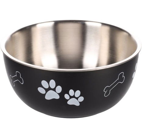 Flamingo Kena Miska pro psy s víkem Černá/stříbrná XL 1700ml