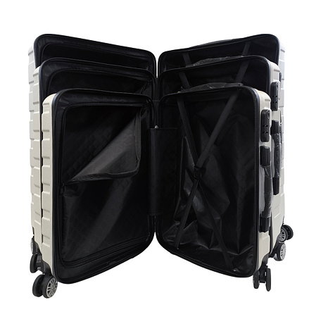 Bavy Cestovní kufr skořepinový Ribs White - set 3 ks