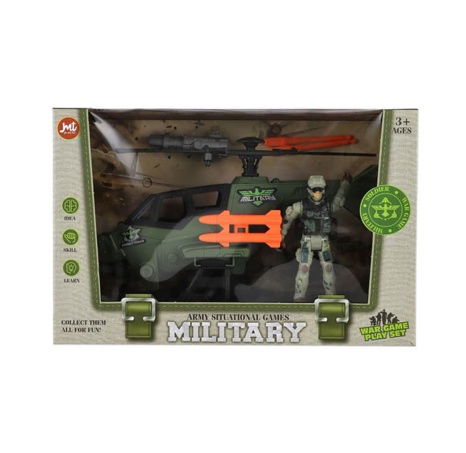 Vojenský vrtulník+voják s doplňky