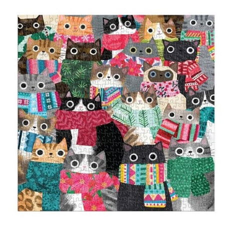 Galison Puzzle Zimní kočky 500 dílků