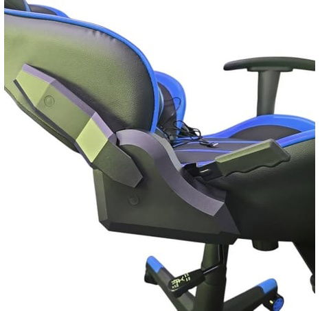 Herní masážní židle modrá s podnožkou