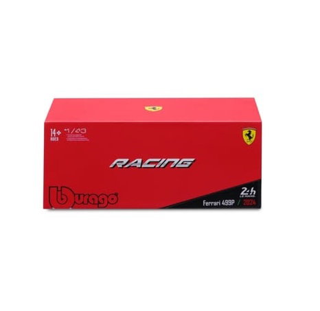 Bburago - RACING, Ferrari 499P - 24H Le Mans Champion 2024 v dekorativním boxu, 1:43