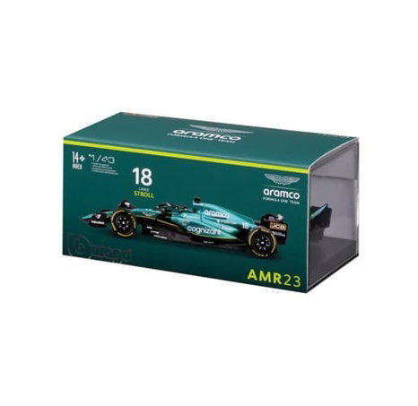 Bburago - RACE Formule F1 v dekorativním boxu, Aston Martin AMR23 (2023), #18 Lance Stroll, 1:43