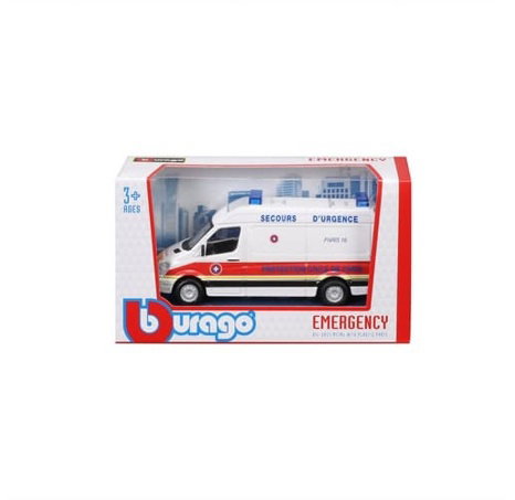 Bburago - EMERGENCY, Vozidlo záchranné služby - Mercedes-Benz Sprinter, Paris, 1:50