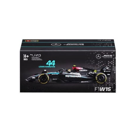 Bburago - RACE Formule F1 v dekorativním boxu, Mercedes-AMG Petronas W15 (2024), #44 Hamilton, 1:43