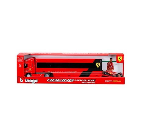 Bburago – RACE Tahač s návěsem Iveco S Way + F1 Ferrari SF-24 (2024), #16 Charles Leclerc, 1:43