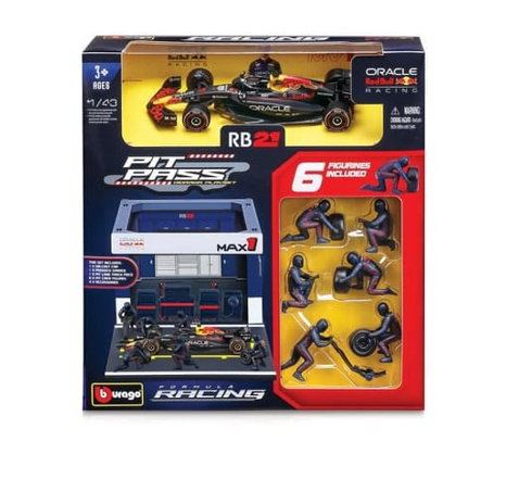 Bburago - Formula Racing F1 Pit Pass set - Oracle Red Bull Racing RB21 (2025) #1 M. Verstappen, 1:43