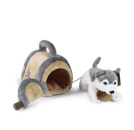 Rappa Plyšový pes Husky  s přepravkou 13 cm ECO-FRIENDLY