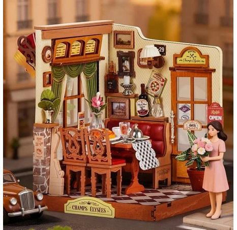 RoboTime 3D dřevěná skládačka Miniatura domečku Bistro na Champs-Élysées