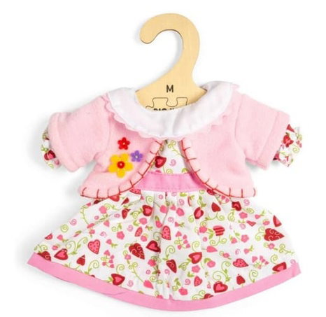 Bigjigs Toys Šaty se srdíčky s růžovým kabátkem pro panenku 34 cm