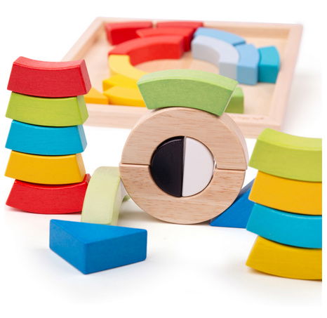 Bigjigs Toys Dřevěné skládací oblouky a trojúhelníky