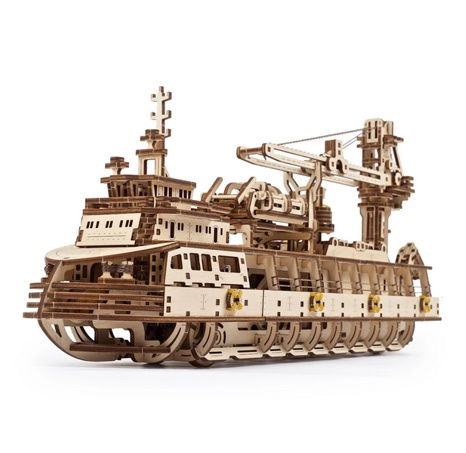 Ugears 3D dřevěné mechanické puzzle Výzkumná loď