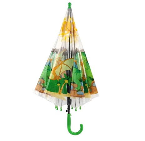 Průhledný deštník barevným motivem dinosaura