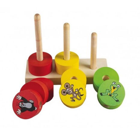 Veselé pyramidy Krtek skládačka dřevo v plastovém sáčku