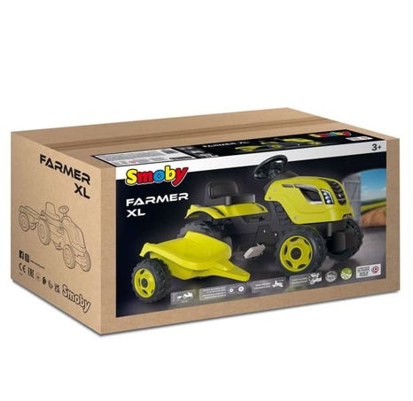 Šlapací traktor Farmer XL zelený s vozíkem