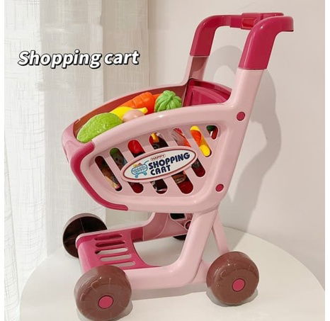 Bavytoy Nákupní vozík s příslušenstvím růžový