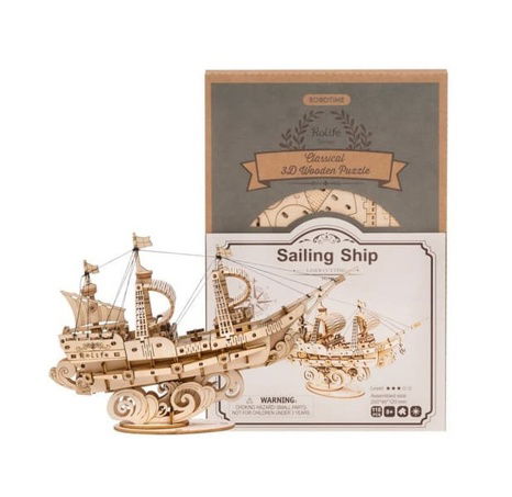 RoboTime dřevěné 3D puzzle Vojenská plachetnice