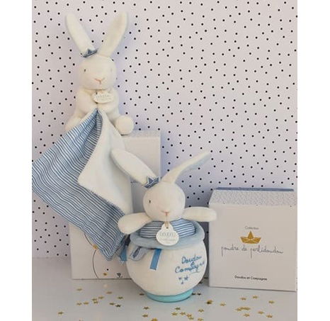 Doudou Dárková sada - Plyšový králíček námořník hrající melodii 14 cm