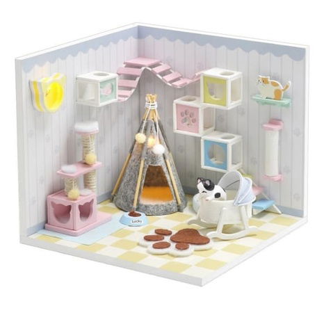 Dvěděti miniatura domečku Domov kočičky Mňau