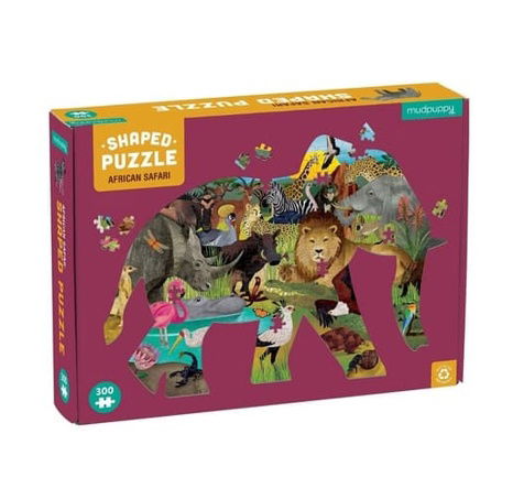 Mudpuppy Puzzle Afrika-Safari in Form eines Elefanten 300 Teile