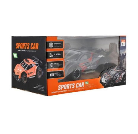 Auto RC sportovní plast 2,4GHz 20cm na baterie šedo-červené v krabici