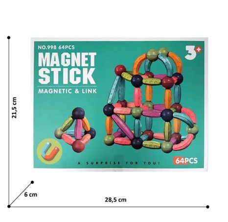Magnetická stavebnice Sticks 64 ks