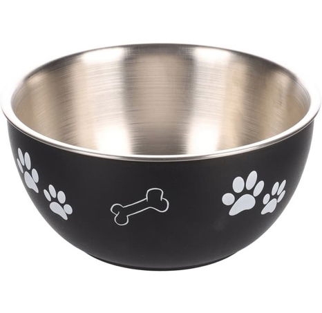 Flamingo Kena Miska pro psy s víkem Černá/stříbrná L 1250ml