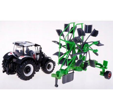 Bburago Farm 10cm Tractor with Trailer - Valtra N174 - Tipping Trailer