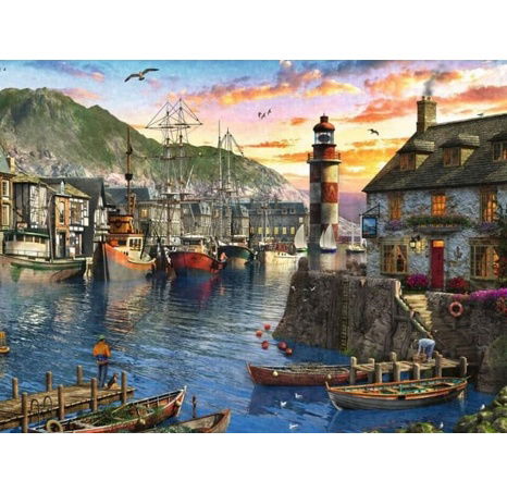 Sonnenaufgang im Hafen 500 Stück
