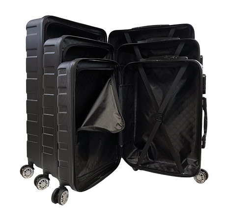 Bavy Cestovní kufr skořepinový Ribs Black - set 3 ks