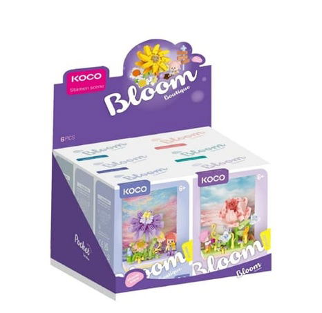Stavebnice mini KOCO Květinová scenérie plast 6 druhů v krabičce 10x14x6cm 6ks v boxu