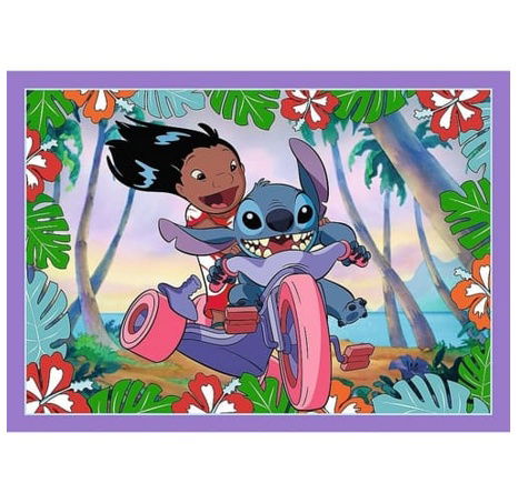 Puzzle 4v1 Bláznivý den Lilo&Stitch v krabici 28x28x6cm