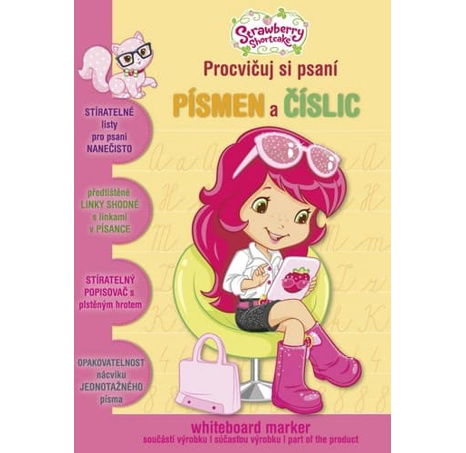 Sešit aktivit Procvičuj si písmena a číslice Jahůdka + stíratelný popisovač v sáčku 16,5x24x2cm