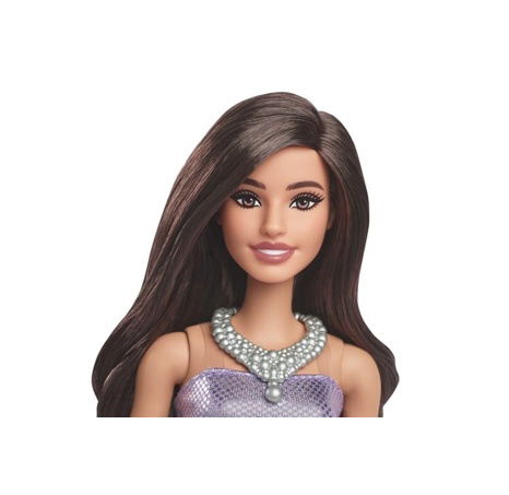 Barbie modelka - fialové šaty s balonovou sukní