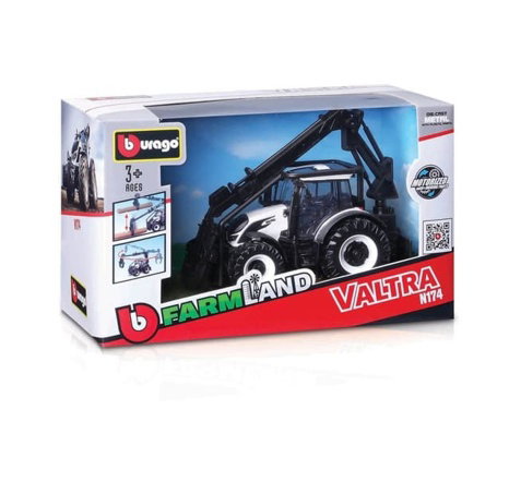 Bburago - FARMLAND, Lesní traktor se 3 kládami Traktor Valtra N174, 10 cm