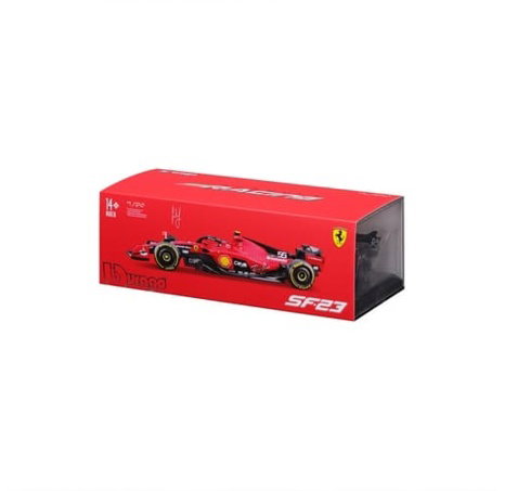 Bburago - FORMULA RACING, Ferrari SF-23 (2023) v dekorativním boxu, #55 Carlos Sainz, 1:24