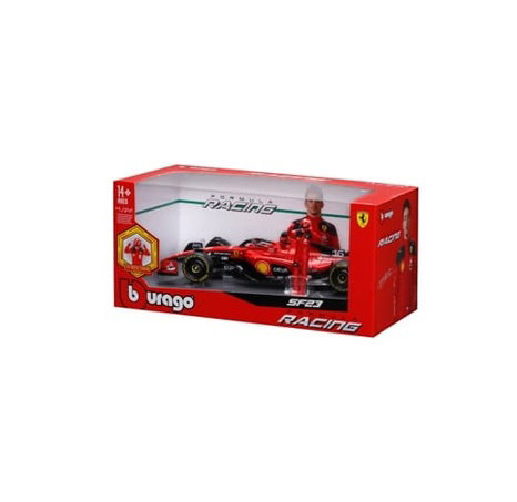 Bburago - FORMULA RACING, F1 Ferrari SF-23 (2023) s figurkou jezdce, #16 Charles Leclerc, 1:24