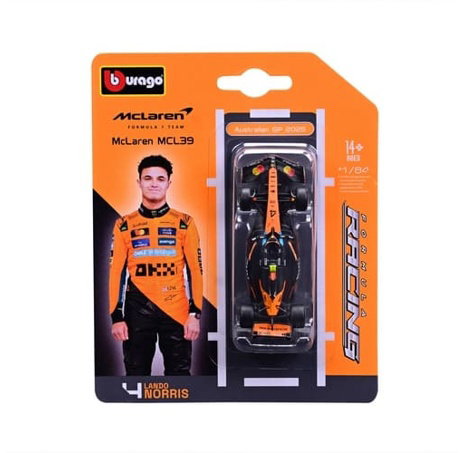 Bburago – FORMULA RACING McLaren Team MCL39 (2025), #4 Lando Norris, blistr, 1:64