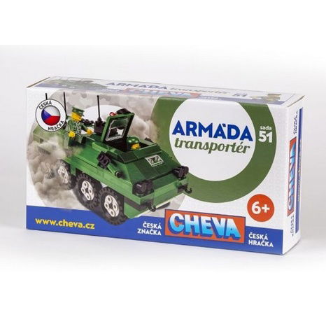 Stavebnice Cheva 51 Military Obrněný transportér plast 253ks v krabici 35x19x9cm