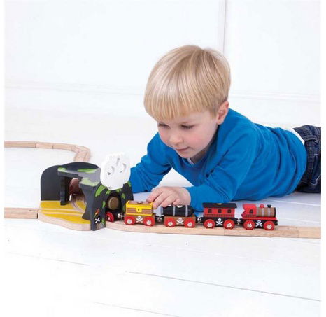 Bigjigs Rail Tunel s výhybkou jeskyně lebka